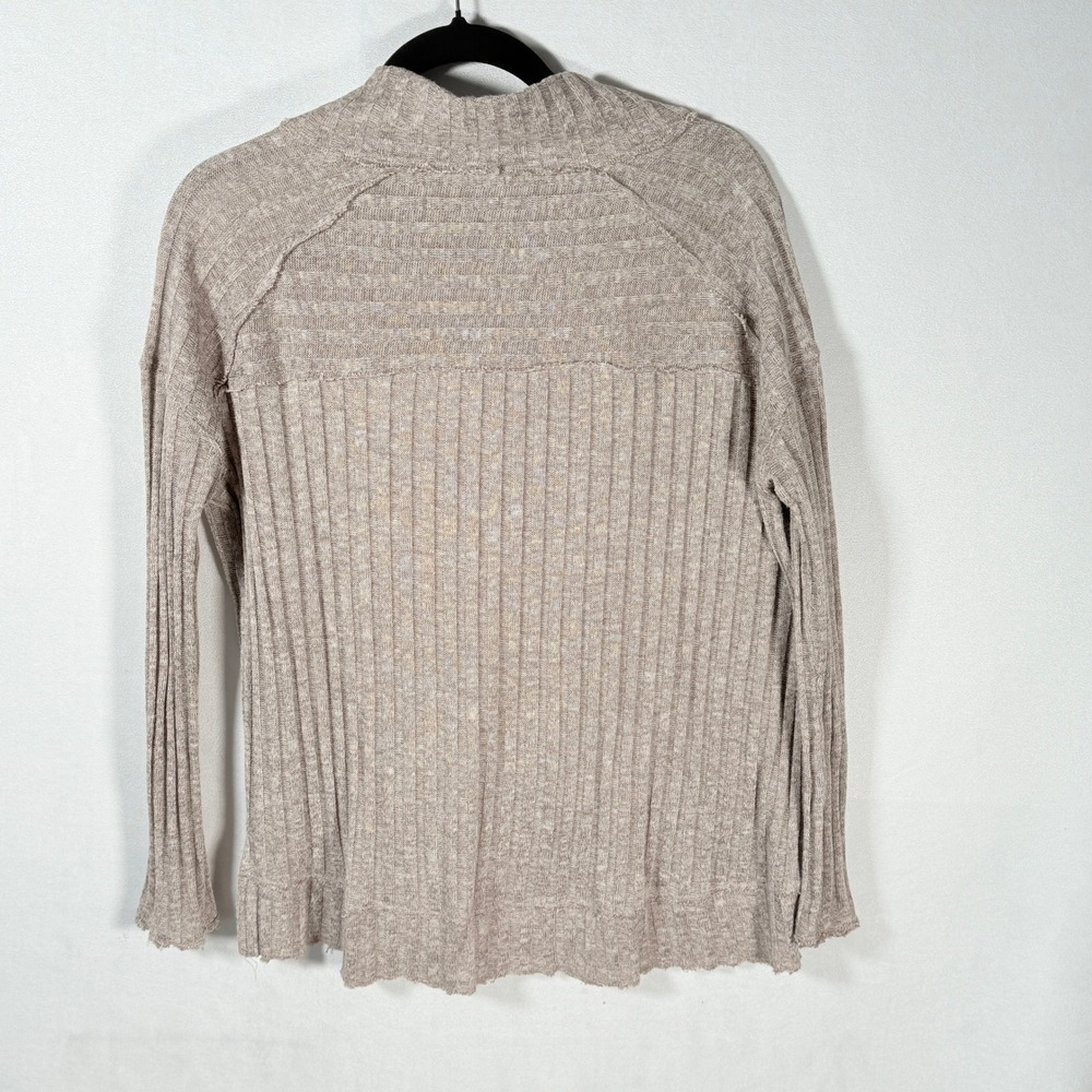 Free People Ribbed Knit Long Sleeve Top Beige Size S‎ festival minimalist indie - Picture 2 of 7